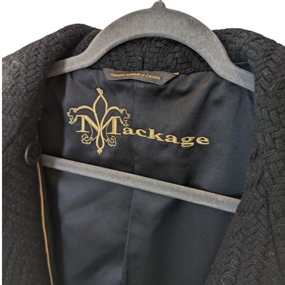 Mackage Virgin Wool Herringbone Black Knit Long Coat XS - Picture 7 of 10